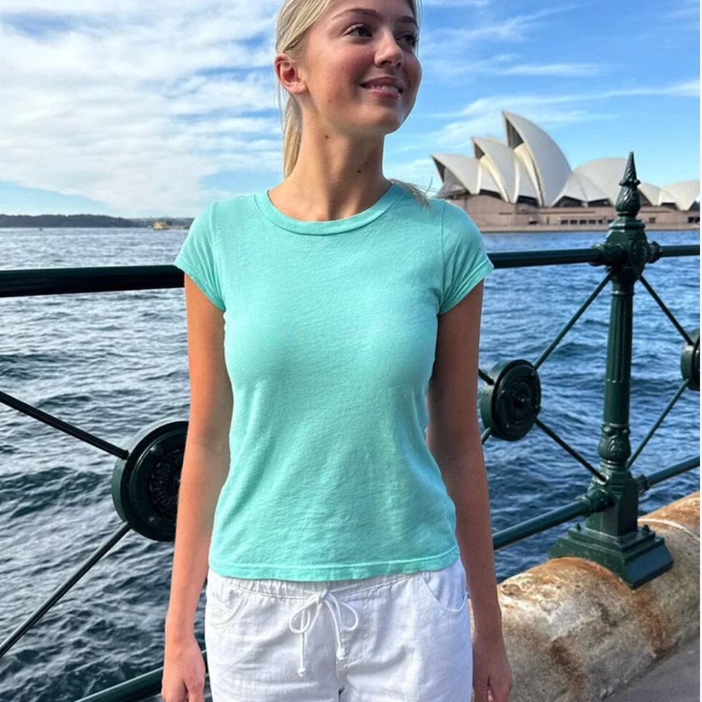 Brandy Melville Short Sleeve Tee in Seafoam Teal